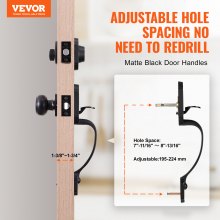 VEVOR Set Maniglie Anteriore per Porta d'Ingresso, Set Maniglia Reversibile Destra-Sinistra Serratura per Porta d'Ingresso Nero Opaco con Pomello Interno Casa Ufficio Esterno Interno, Maniglia Porta