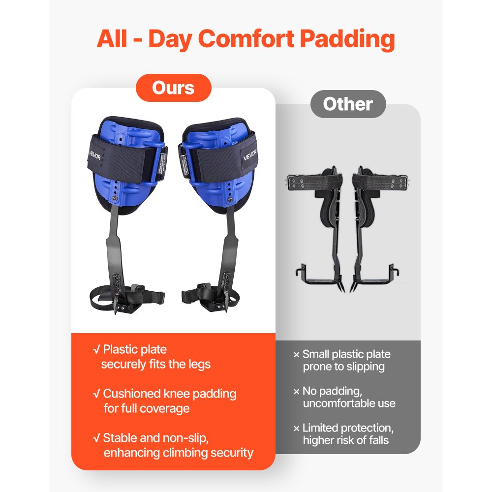 VEVOR Set per Arrampicata sugli Alberi, Attrezzatura per Arrampicata Sugli Alberi Regolabile in Altezza con Cinghie e Imbracatura, Carico di 159 kg, per la Raccolta della Frutta e la Caccia