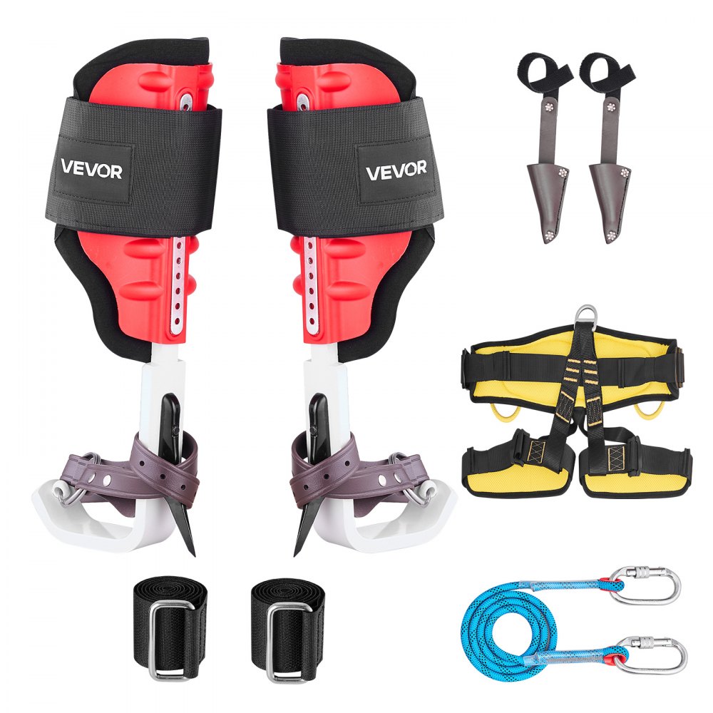 VEVOR Set per Arrampicata sugli Alberi, Regolabile in Altezza con Cinghie e Protezioni per Punte, Carico di 159 kg, Speroni da Arrampicata in Alluminio Resistenti, per la Raccolta della Frutta