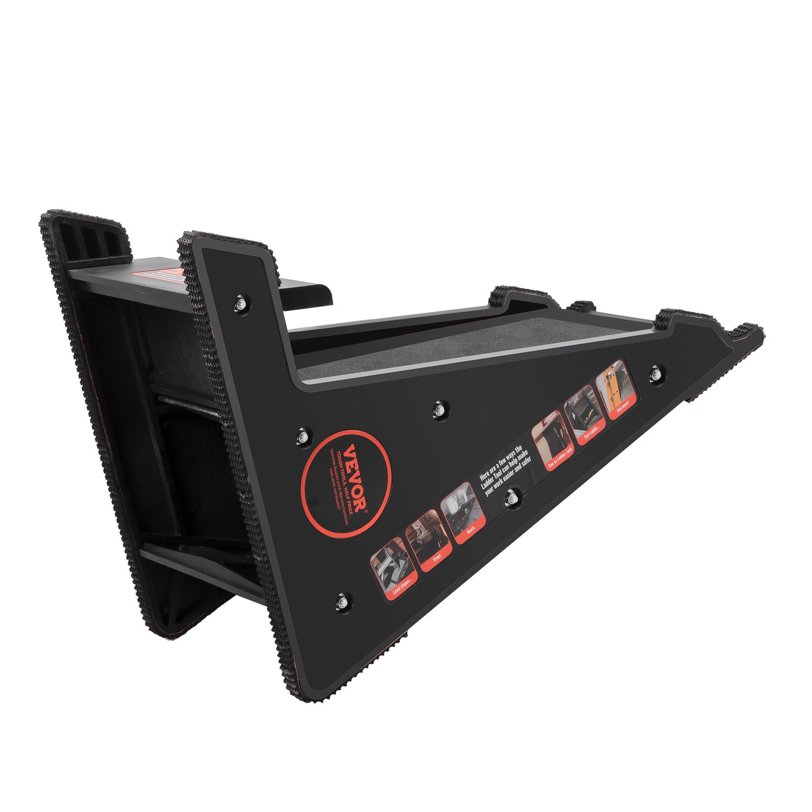 VEVOR Ladder Leveler, 380 lbs Load Capacity PP Ladder Leveling Tool, Incline Funnel, Stair Ladder Stabilizer with Storage, Easy-to-Use Stable Platform for All Surfaces, Extension Ladder Accessory for Uneven Ground