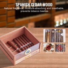 VEVOR Humidor Cabinet Scatola 150 Cigar Cedro Umidificatore Igrometro Ripiano