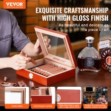 VEVOR Sigari Humidor Scatola Umidificatore Igrometro Glasstop Cedro 25 Sigari