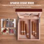 VEVOR Humidor per Sigari, Scatola Humidor con Piano in Vetro Legno di Cedro Spagnolo Fatto a Mano, Custodia per Sigari con Umidificatore, Igrometro e Divisore, 20-35 Sigari, Ottimo Regalo per Uomini