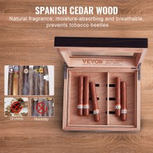 VEVOR Sigari Humidor Scatola Umidificatore Igrometro Cassetto Cedro 50 Sigari