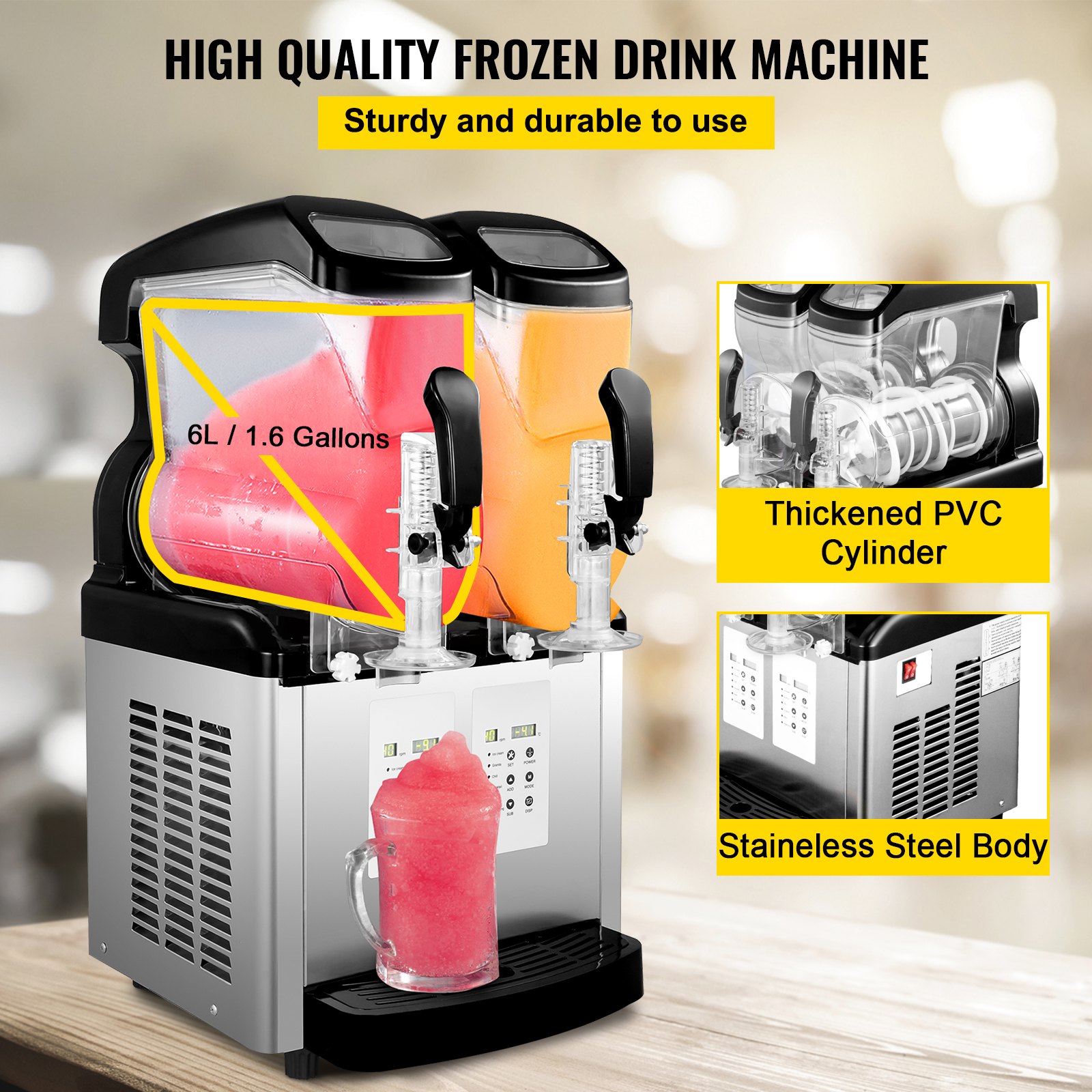 2x6 L Macchina per Granite Acciaio Inossidabile Famiglia Bevanda Succo Gelato