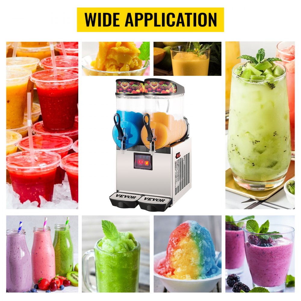 VEVOR Macchina Granita Bevande Fresche Ghiacciate 24L Elettrica Uso Commerciale