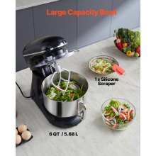 VEVOR Robot da Cucina Impastatrice 1400 W Robot da Cucina Domestico 5,68 L Nero