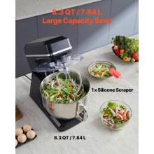 VEVOR Robot da Cucina Impastatrice 1400 W Robot da Cucina Domestico 7,84 L Nero