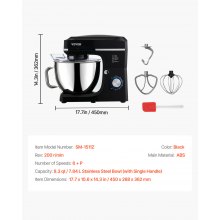 VEVOR Robot da Cucina Impastatrice 1400 W Robot da Cucina Domestico 7,84 L Nero