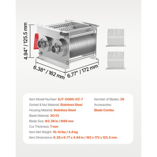 VEVOR Affettatrice Carne Commerciale 550 W 159 kg/h Acciaio