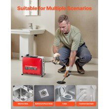 VEVOR Macchina Sturatubi Elettrica per Scarico di Tubi, 500 W, 1400 giri/min, con Cavo a Molla in Acciaio, Pulitrice per Tubi di Scarico con 6 Taglierine Diametro 50-110 mm, Docce, Bagno, Cucina
