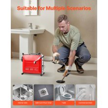VEVOR Macchina Sturatubi Elettrica per Scarico di Tubi, 850 W, 1400 giri/min, con Cavo a Molla in Acciaio, Pulitrice per Tubi di Scarico con 11 Taglierine per Pulizia Fognature Docce Bagni Cucine