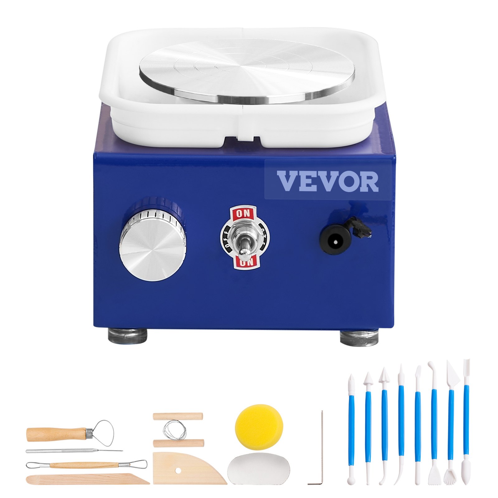 VEVOR Tornio per Ceramica Argilla 30W Diametro 6,5/10cm Velocità 300 giri/min Portante 1kg, Macchina per Ruota di Ceramica Fai-da-te Hobbista Bacino Staccabile Dimensioni Generali 51,5 x 40,5 x 36,5cm