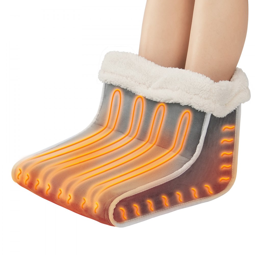 VEVOR Scaldapiedi Elettrico, Cuscinetto Riscaldante Bifacciale per Piedi, Pantofole Riscaldanti a 6 Livelli con Timer Spegnimento Automatico, Stivali Riscaldati in Flanella Morbida, Scarpe Lavabili