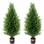 VEVOR Albero Topiario di Cedro Artificiale, Alto 91,4 cm Realistiche Piante in Vaso di Pino con Foglie Extra, Set di Verde Artificiale Protetto dai Raggi UV per Domestica di Interni Esterni  (2 Pezzi)