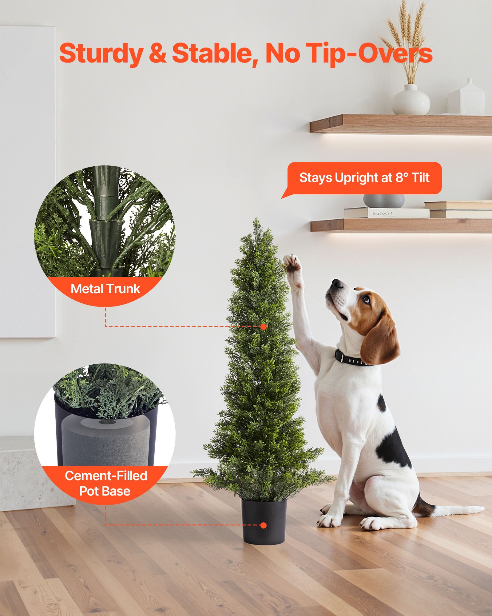 VEVOR Alberi di Cedro Artificiali Topiari, 2 Set da 914 mm, Arbusti di Pino Finto, Piante Finte di Seta dall'Aspetto Reale, Facile da Montare per Decorare Portico Anteriore, Patio Esterno, Giardino