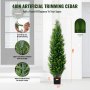 VEVOR Albero Topiario di Cedro Artificiale, Alto 121,9 cm Realistiche Piante in Vaso di Pino con Foglie Extra, Set Verde Artificiale Protetto dai Raggi UV per Domestica di Interni Esterni  (2 Pezzi)