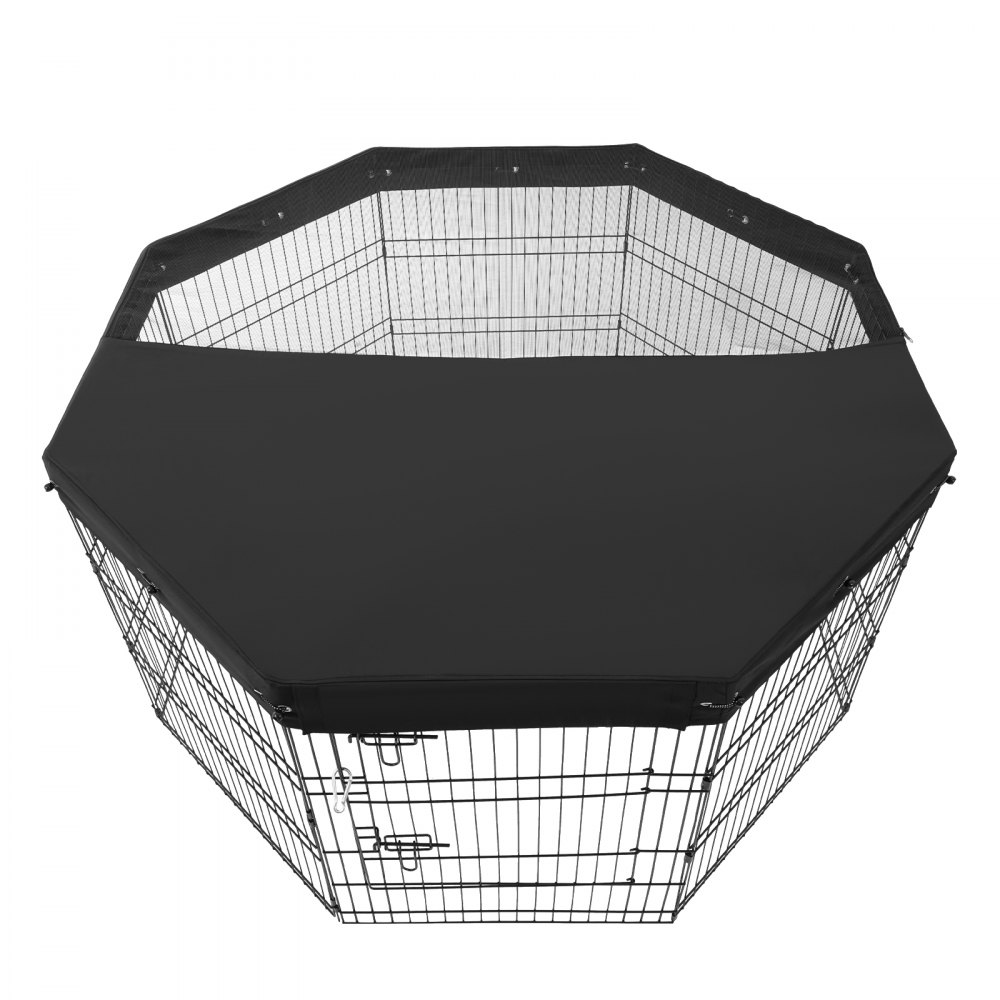 VEVOR Recinto per Cani, Confezione da 8 Pannelli, 760 mm x 610 mm Box per Cani Pieghevole in Metallo,  per Interni ed Esterni con Porta, Copertura Superiore in Tessuto Oxford 600D, per Cani Gatti