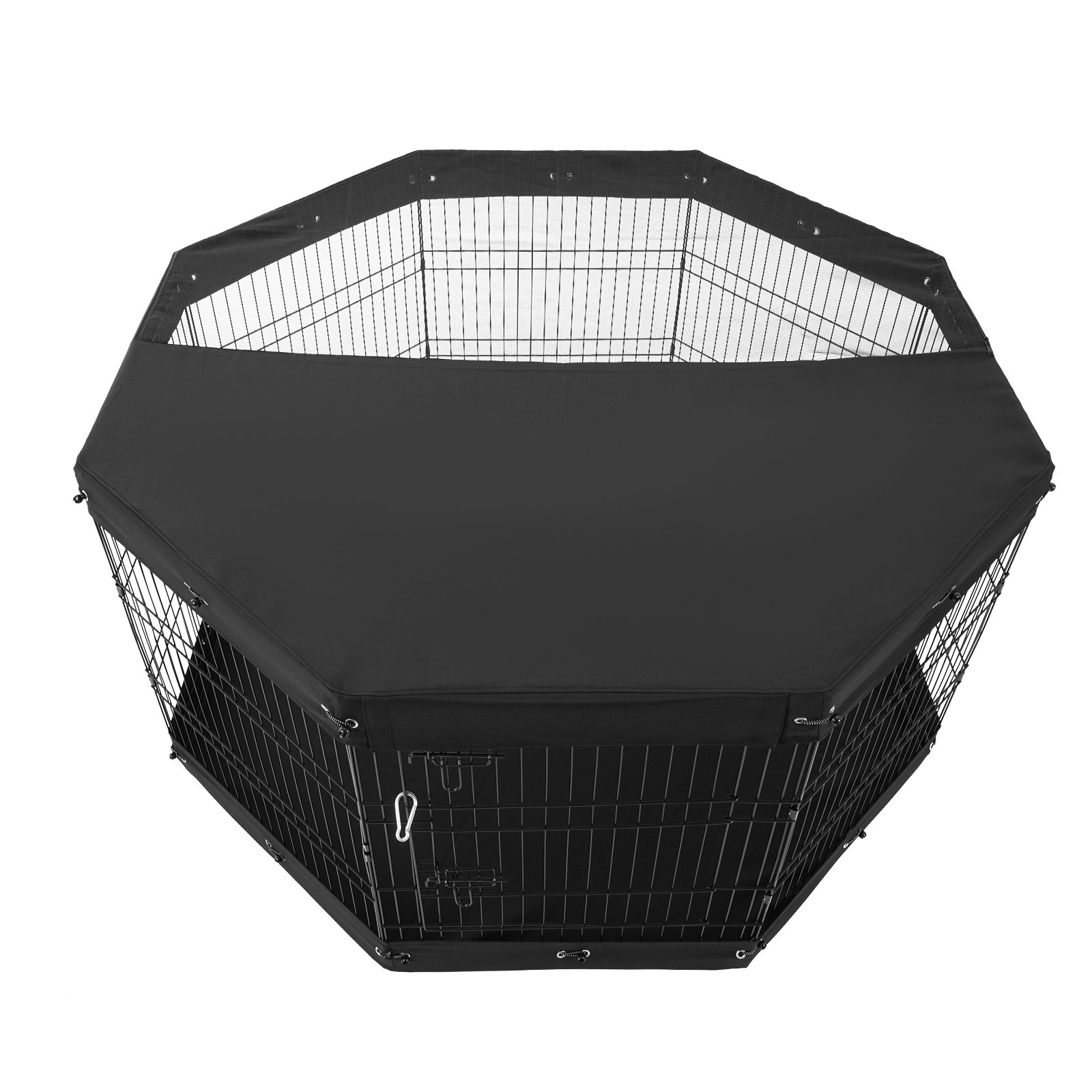 VEVOR Recinto per Cani, Confezione 8 Pannelli 760 mm x 610 mm Box per Cani Pieghevole in Metallo, Recinto per Cani per Interni Esterni con Porta, Imbottitura Fondo, Copertura Superiore, per Cani Gatti