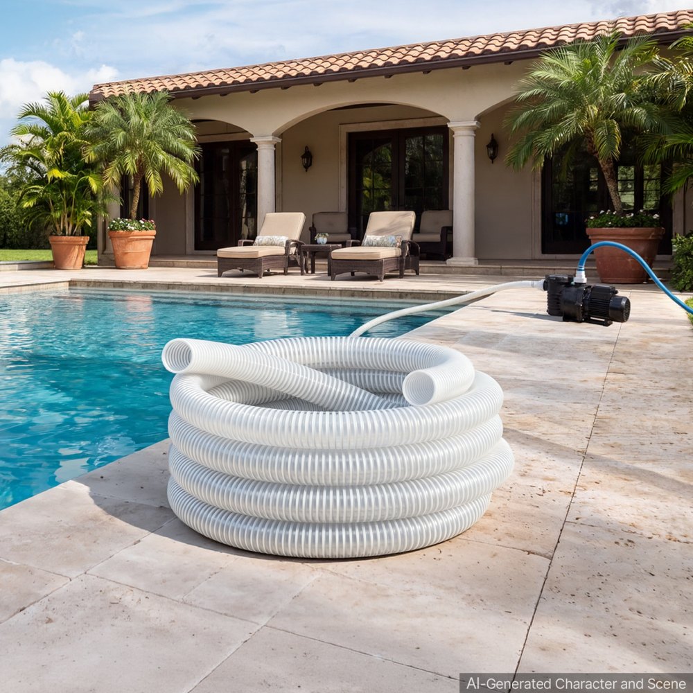 VEVOR Tubo Aspirazione PVC per Pompa Acqua Sommersa Lunghezza 7,6m Bianco Diametro Interno 50,8mm, Pressione 0,8 bar, Temperatura da -23,3 a 51,7 °C, per Irrigazione Agricola, con Filtro a Sabbia