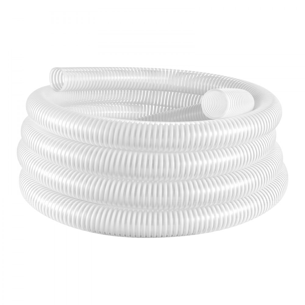 VEVOR Tubo Aspirazione PVC per Pompa Acqua Sommersa Lunghezza 7,6m Bianco Diametro Interno 50,8mm, Pressione 0,8 bar, Temperatura da -23,3 a 51,7 °C, per Irrigazione Agricola, con Filtro a Sabbia