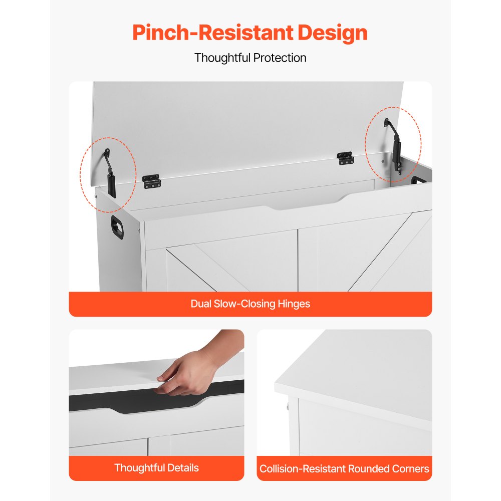 VEVOR Panca per Bambini con Contenitore da 990 x 395 x 480 mm, Contenitore per Giocattoli in Legno con Cerniera di Sicurezza, Baule Portaoggetti per Sala Giochi, Soggiorno, Ingresso, Bianco