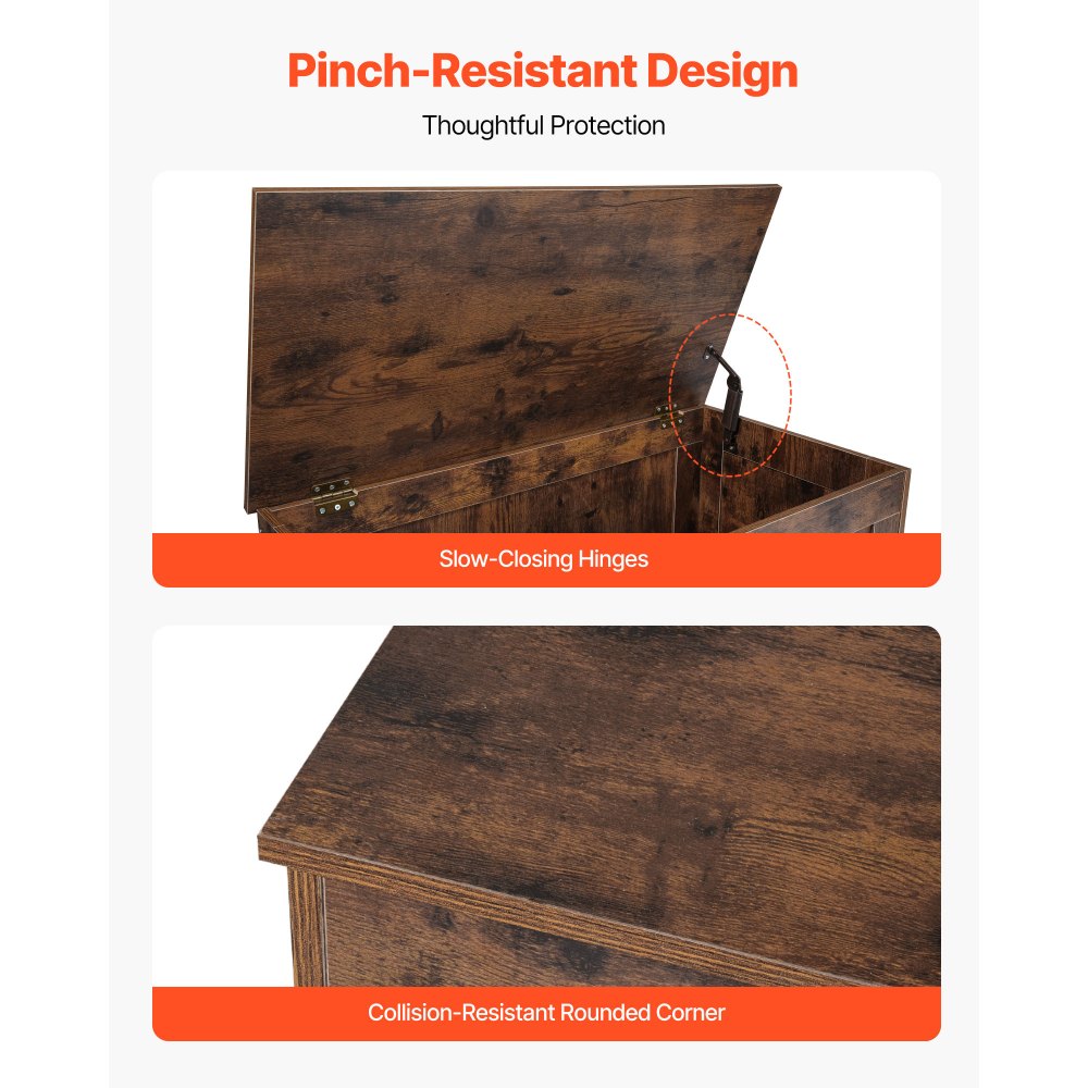 VEVOR Panca Portaoggetti per Bambini da 754 x 389 x 480 mm Contenitore per Giocattoli in Legno, con Cerniera di Sicurezza, Baule Portaoggetti per Sala Giochi, Soggiorno, Ingresso, Marrone