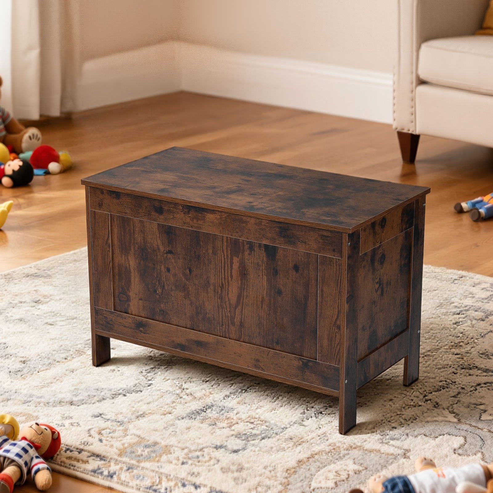 VEVOR Panca Portaoggetti per Bambini da 754 x 389 x 480 mm Contenitore per Giocattoli in Legno, con Cerniera di Sicurezza, Baule Portaoggetti per Sala Giochi, Soggiorno, Ingresso, Marrone