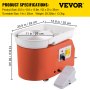 VEVOR Macchina per Argilla Ceramica Pedale, 11 Pollici Potenza 350 W Modello TYLPJ28-OC Macchina per Ruote da Ceramica Arancione per L'Insegnamento Scolastico, Bar in Ceramica e Uso Domestico, ecc