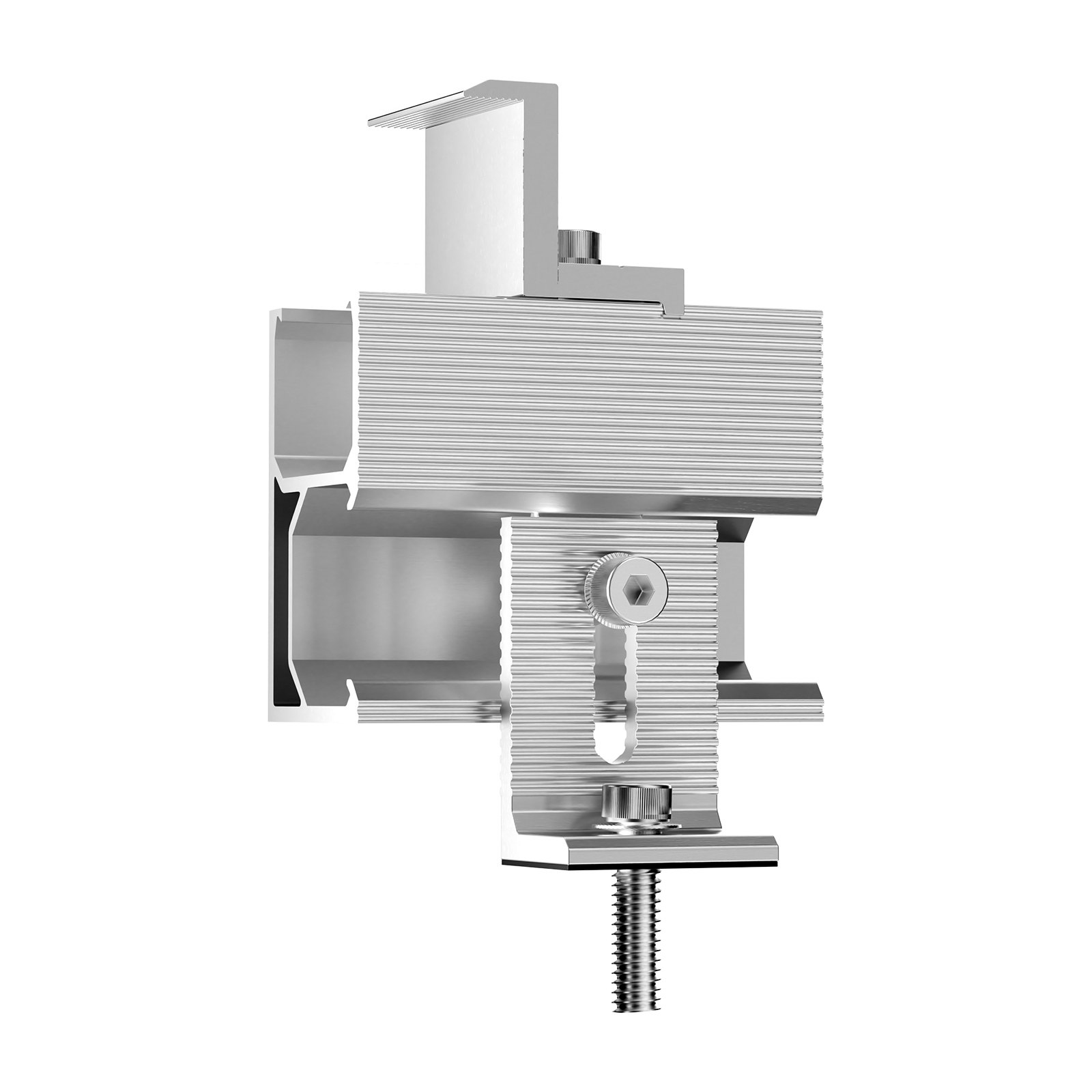 VEVOR Staffe di Montaggio per Pannelli Solari per Tetti in Metallo, Kit di Montaggio per Pannelli Solari con Mini Guide 10 PZ 100 mm 4 Morsetti Terminali, 6 Morsetti Delicati, Per Tetti in Cemento