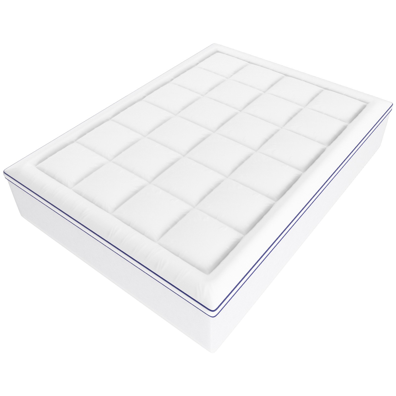 VEVOR Mattress Topper, Queen Size, Mattress Protector 25.4 mm thick, Fiber Filling Cushion, Washable, Supportive, Cooling, Breathable, with Detachable Bedside Pocket for Storing Small Items