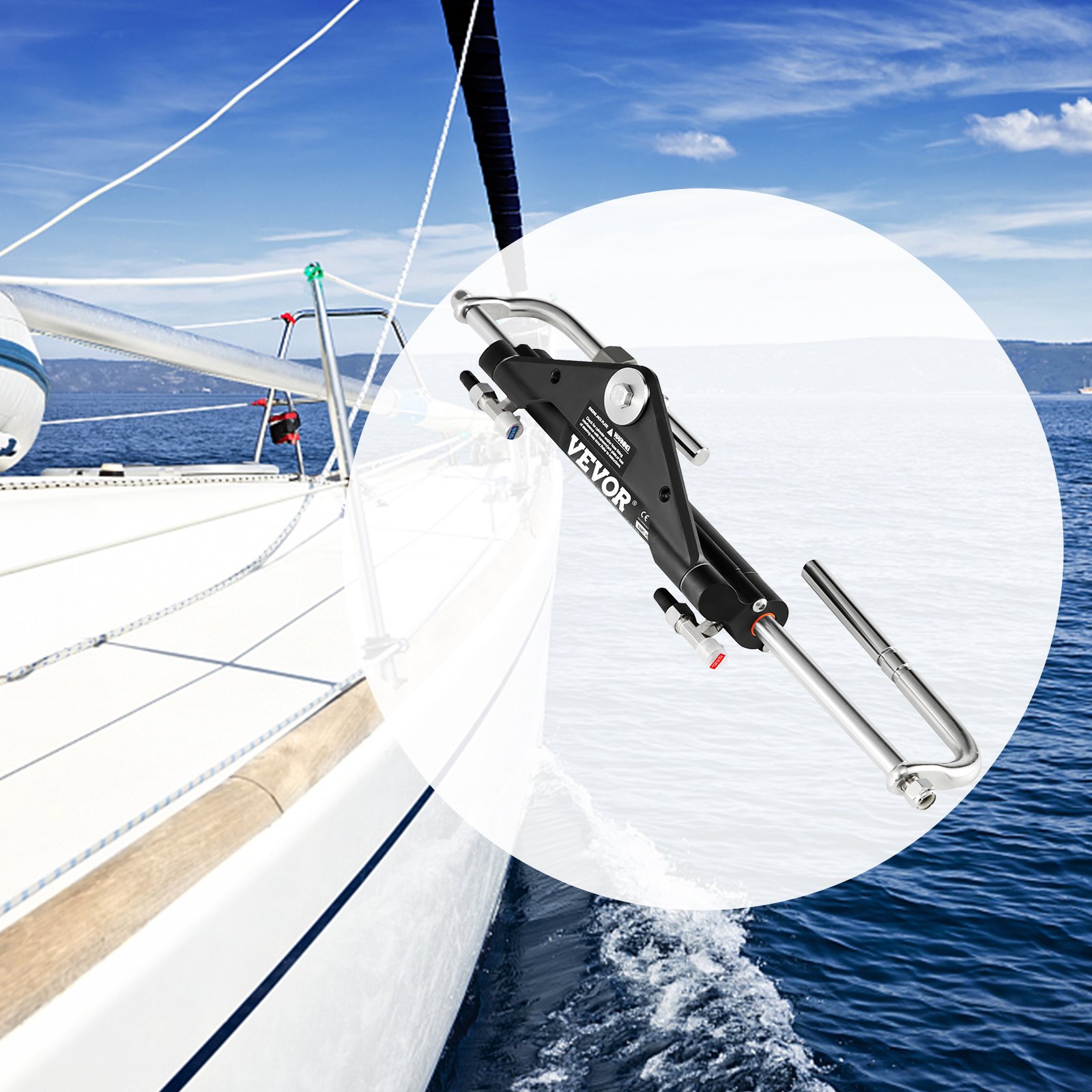 VEVOR HC4645H Tuta per Cilindro di Sterzo Marino Fuoribordo Idraulica Alluminio