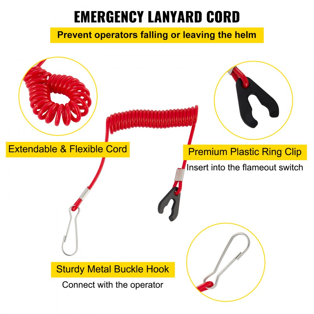 VEVOR Comando Acceleratore Scatola Telecomando per Fuoribordo Cavo 10 Pin Scatola di Comando per Barca Comando Liscio con Cavo di Emergenza e Clip per Fuoribordo Yamaha Peso 10 libbre 43 x 28 x 14 cm