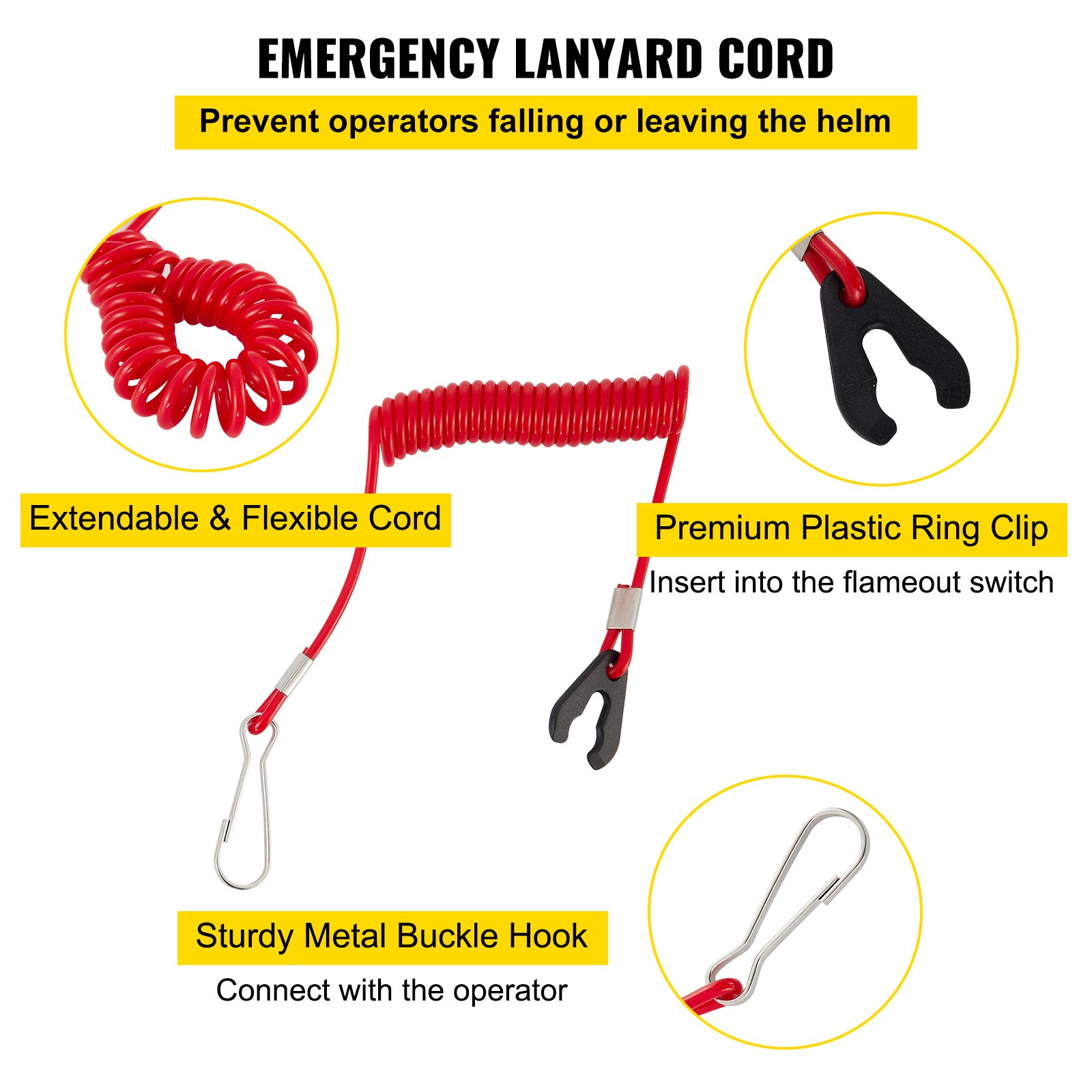 VEVOR Comando Acceleratore Scatola Telecomando per Fuoribordo Cavo 10 Pin Scatola di Comando per Barca Comando Liscio con Cavo di Emergenza e Clip per Fuoribordo Yamaha Peso 10 libbre 43 x 28 x 14 cm