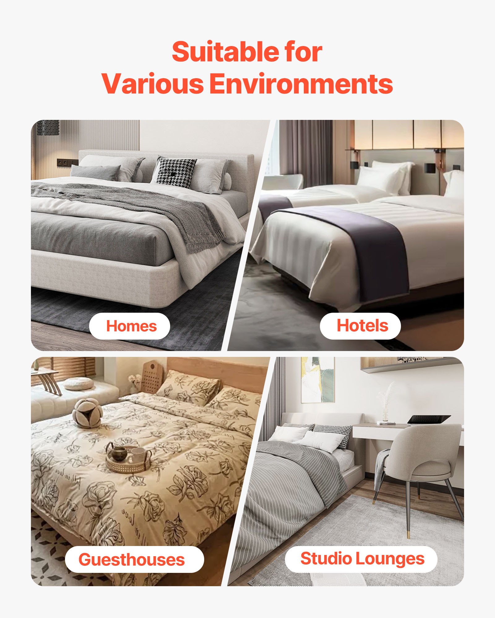 VEVOR Base Struttura Letto a Molle Capacità a Carico max. 1587,57 kg Rete a Doghe con Rivestimento in Tessuto Lavabile, Struttura per Letto Matrimoniale Queen Size, Base per Letto in Metallo