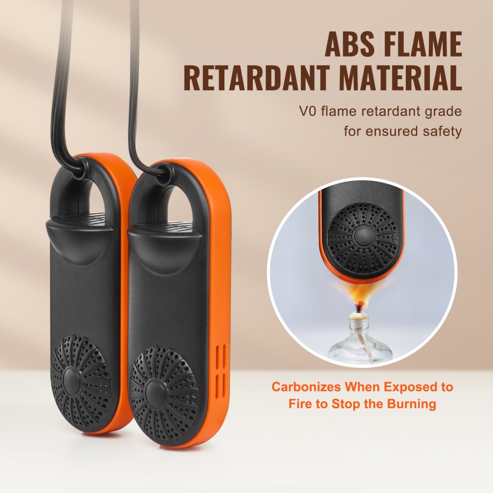 VEVOR Asciuga Scarpe Portatile Elettrico con UVA, Scalda Scarpe Deodorati Asciuga Scarpe per Calzatura Asciugatura Rapida Uniforme per Stivali da Neve, Scarpe di Pelle, Calzini, Nero Arancione