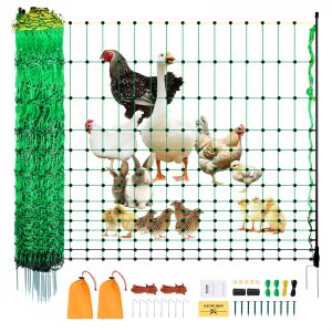 Sasylvia 1 rotolo di recinzione elettrica da 328 piedi e 36 pali in fibra di vetro per recinzione elettrica da 115,3 cm, kit per recinzione elettrica per animali selvatici, protezione per recinzioni