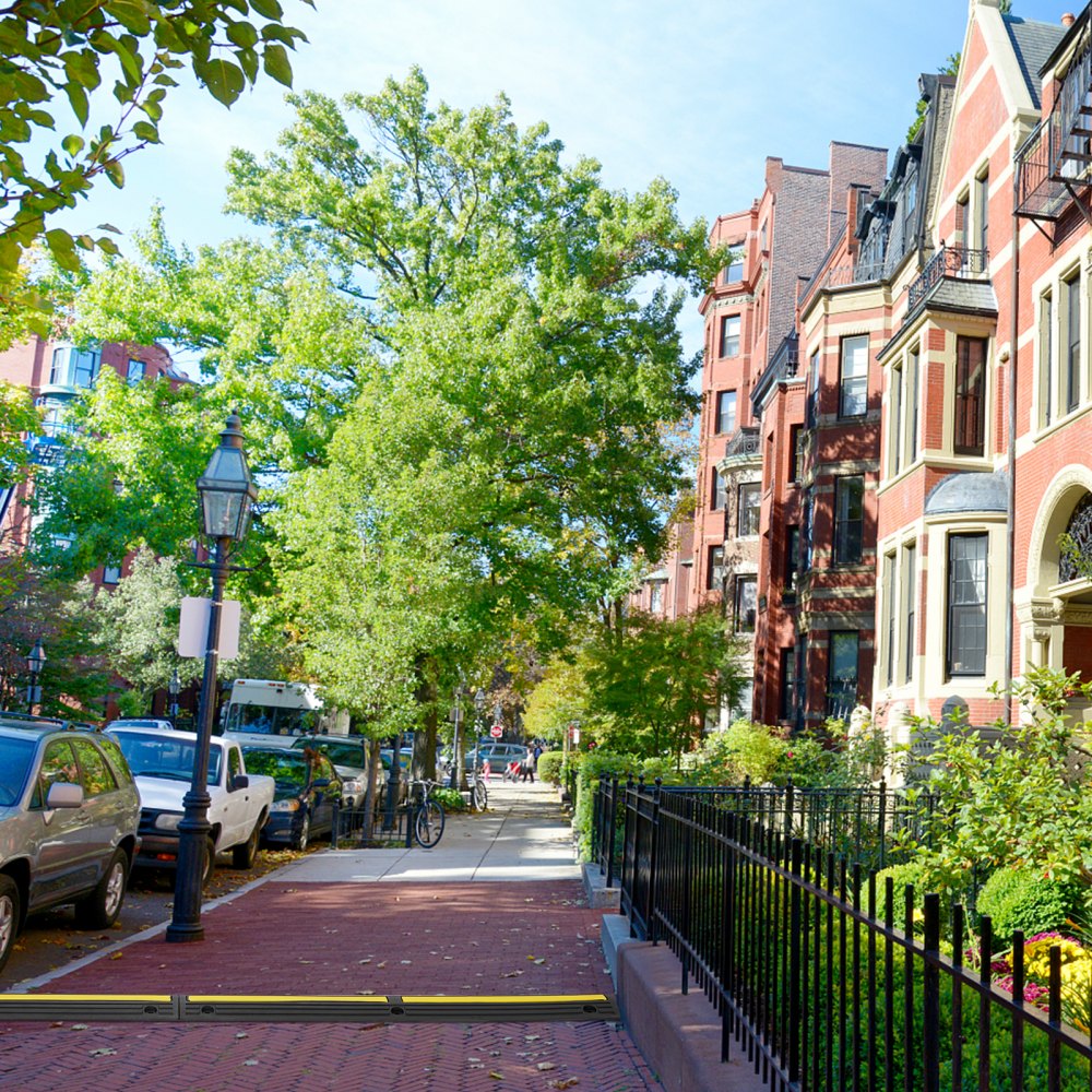 VEVOR Canaline Elettriche Pedane Passacavo in Gomma da 4 Pezzi per Protezione dei Cavi Tubi a Pavimento Misura di Canale Rampa Passacavo Modulare 100 x 15 x 3,1 cm