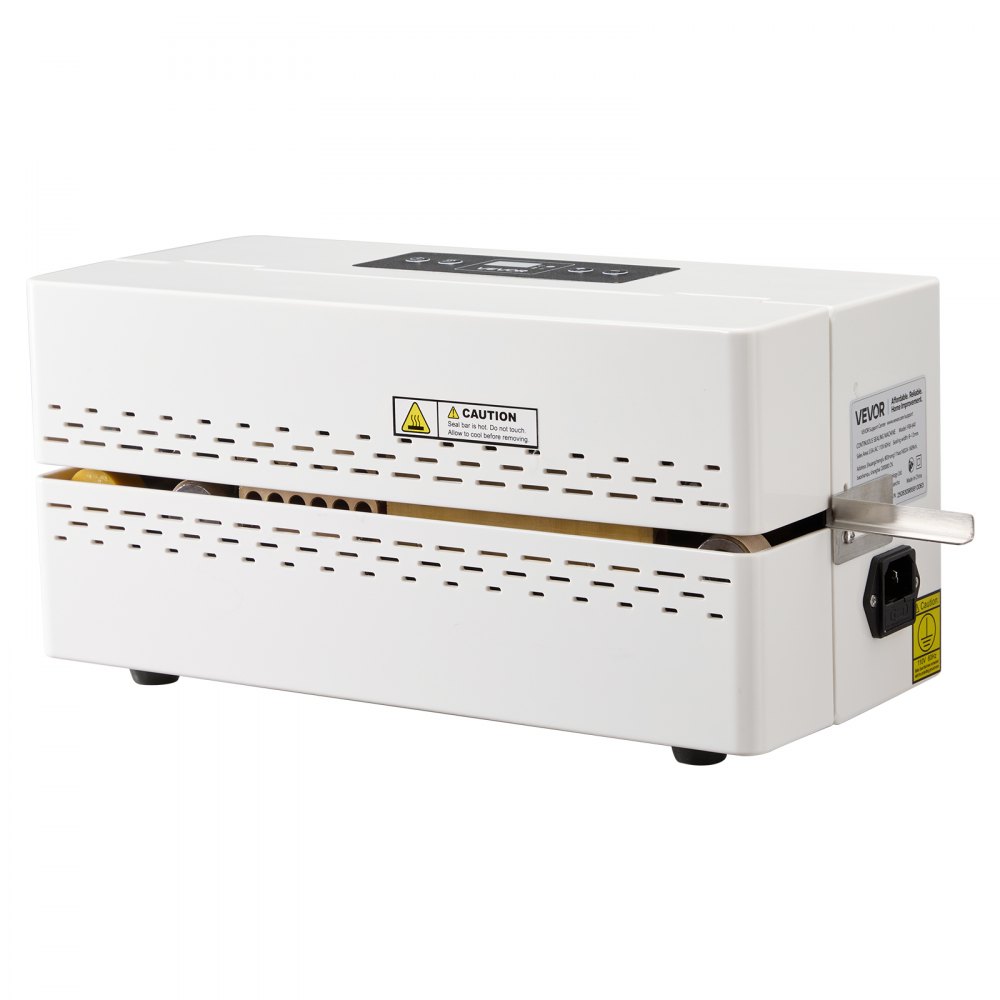VEVOR Macchina Sigillatrice a Nastro Continuo, Sigillatrice per Imballaggio con Controllo Digitale della Temperatura, Spegnimento Automatico per Sacchetti di Plastica Larghezza di Saldatura 8-12 mm