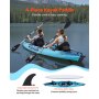 VEVOR Kayak Gonfiabile per 2 Persone, Capacità 317,5 kg, Resistente a Perdite e Forature, con Seduta Imbottita, Pavimento in PVC, 2 Pagaie, Pompa a Mano, Borsa Trasporto, per Pesca e Campeggio