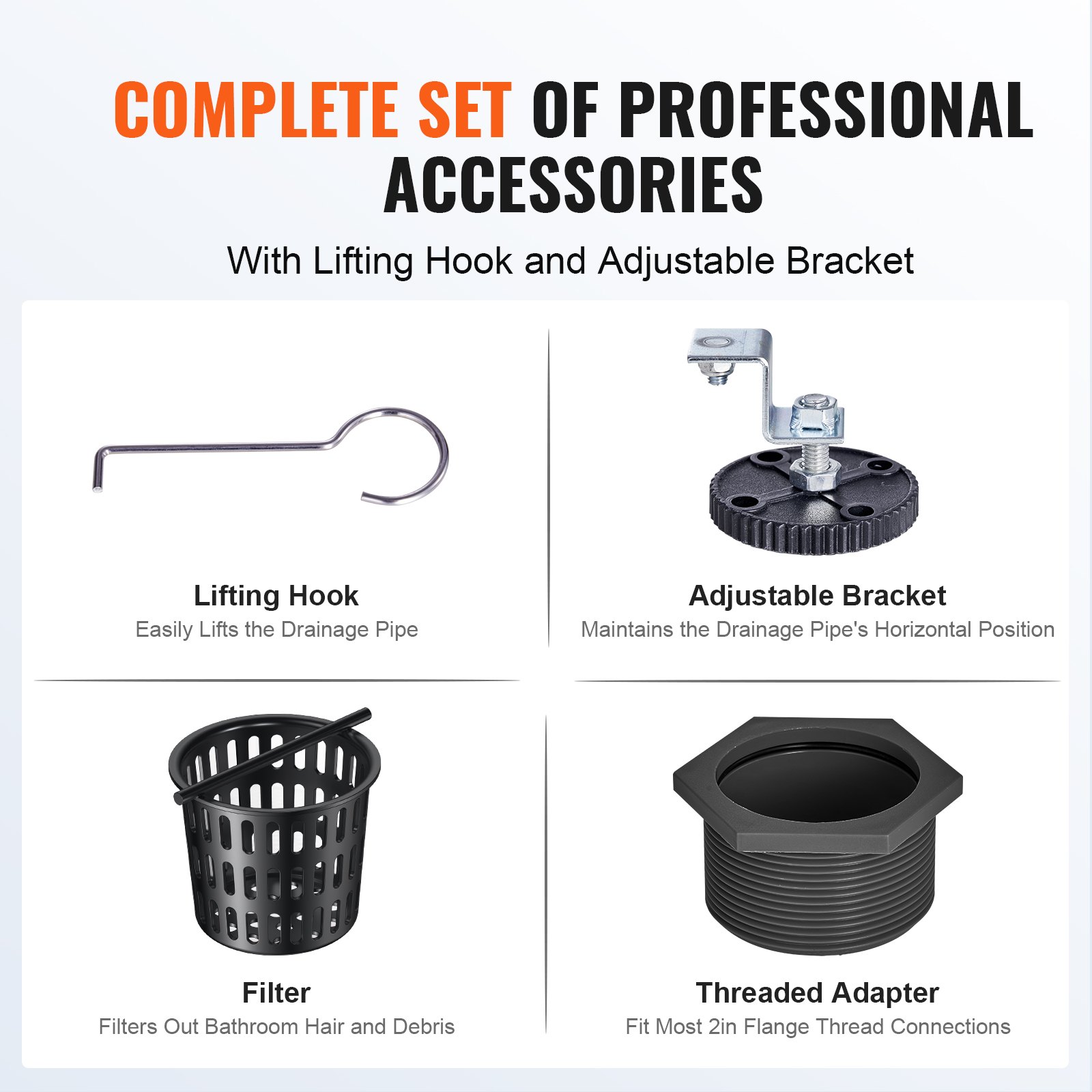 VEVOR Scarico per Doccia Lineare da 24 Pollici con Griglia a Motivo Quadrato, Scarico a Pavimento per Doccia Rettangolare in Acciaio Inossidabile 304 Spazzolato Nero Opaco