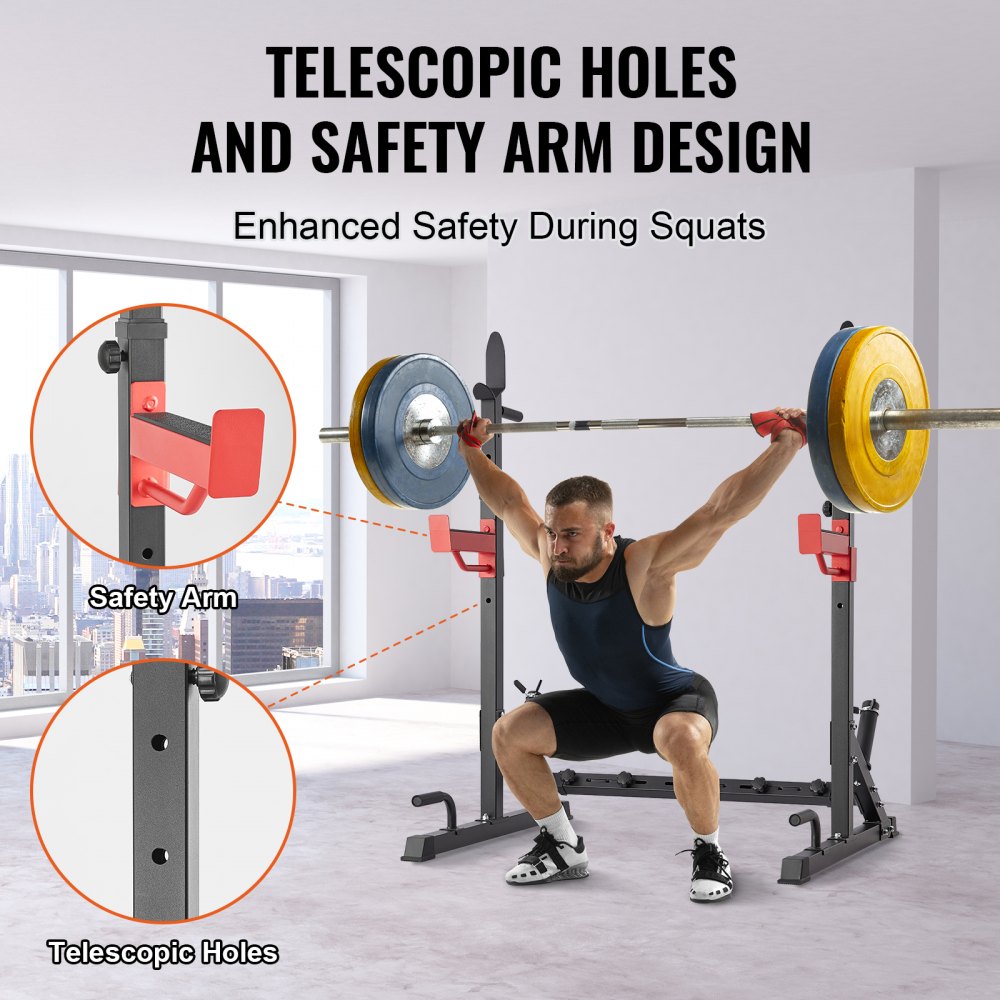 VEVOR Squat Power Rack regolabile per carichi pesanti con bilanciere per panca pesi