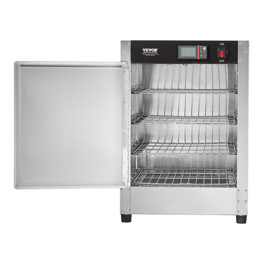 VEVOR Armadio Scaldapiatti 850 W Scaldavivande a 4 Ripiani con Vassoio per Acqua, 4 Teglie, Porta Singola e Ripiani Regolabili, Armadio Scaldavivande in Acciaio Inox, per Conservare Pizza, Ristorante