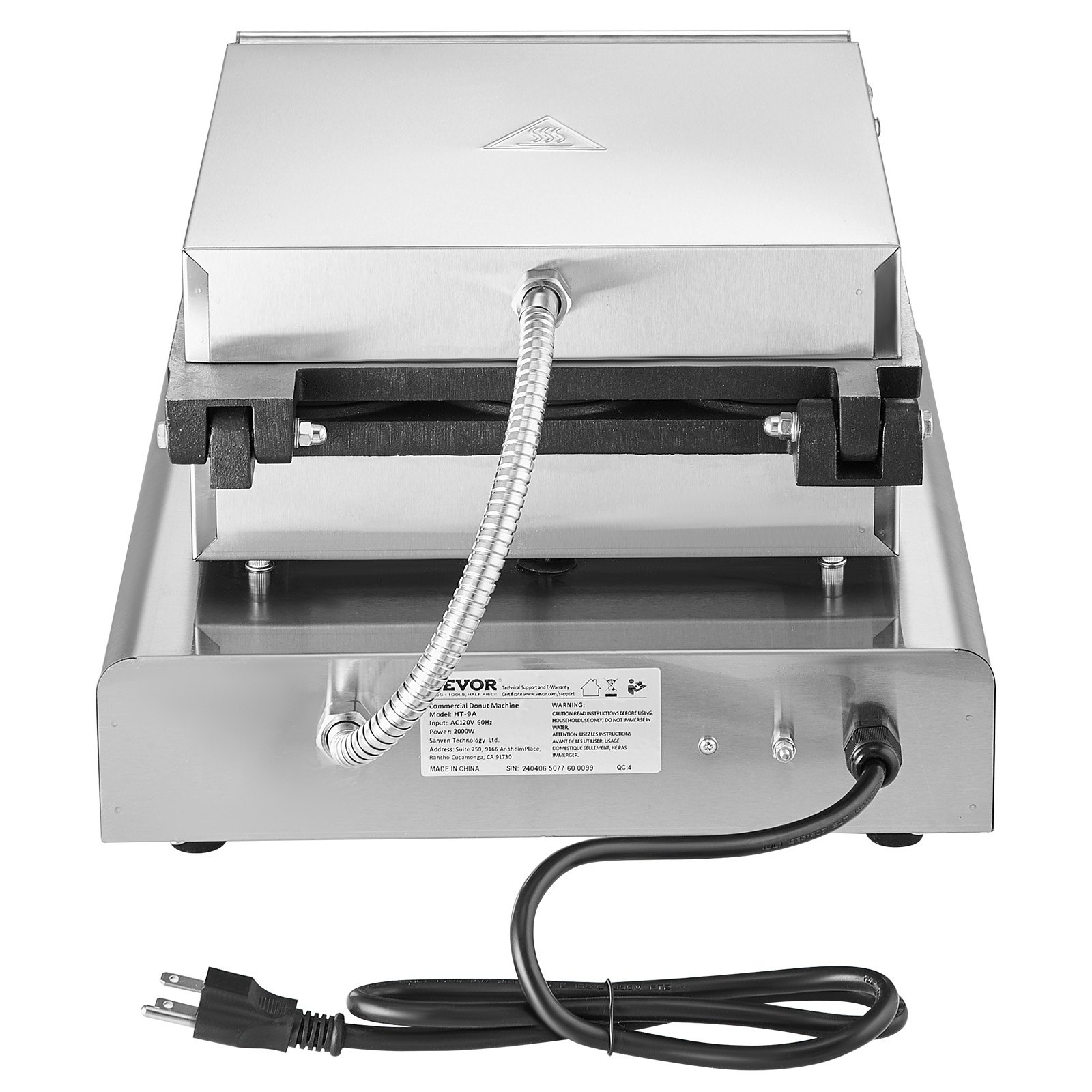 VEVOR Electric Donut Maker, 2 kW Commercial Donut Machine with Non-Stick Coating, 9 Holes, Double-Sided Heating Waffle Machine for 9 Donuts, 50-300 °C, for Restaurants and Home Use