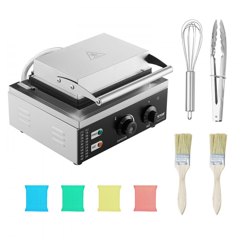 VEVOR Macchina per Ciambelle Elettrica 1550 W Macchina per Ciambelle Commerciale con Superficie Antiaderente, Entrambi Lati, Produce 12 Ciambelle, Temperatura 50-300 ℃, per Ristorante, Uso Domestico