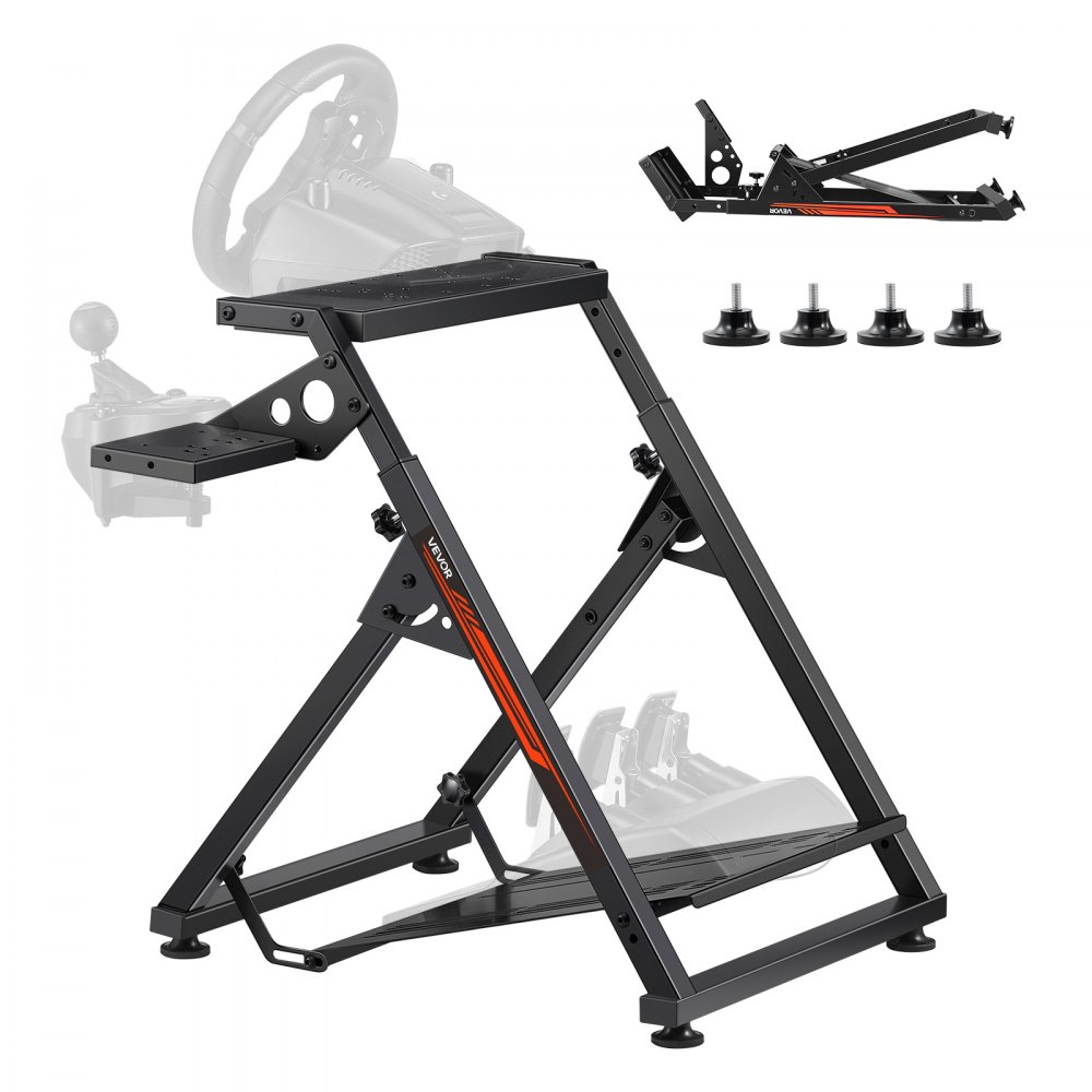 VEVOR Supporto per Volante Simulatore Regolabile Pieghevole per G923 G920 G29 G27, Thrustmaster T300RS TX F458 T500RS T3PA-PRO (F1/GT) Gaming Cockpit, Simulatore di Pedaliera