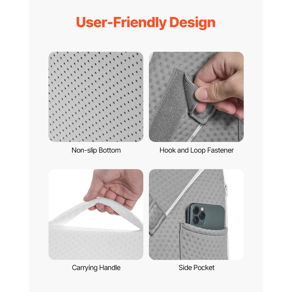 VEVOR Cuscino a Cuneo per Dormire, Set 3, Cuscini Ortopedici Regolabili, con Fodera Lavabile in Jacquard e Supporto in Schiuma, per Reflusso Acido, Mal di Schiena, Sollievo dal Russare, Bianco Grigio