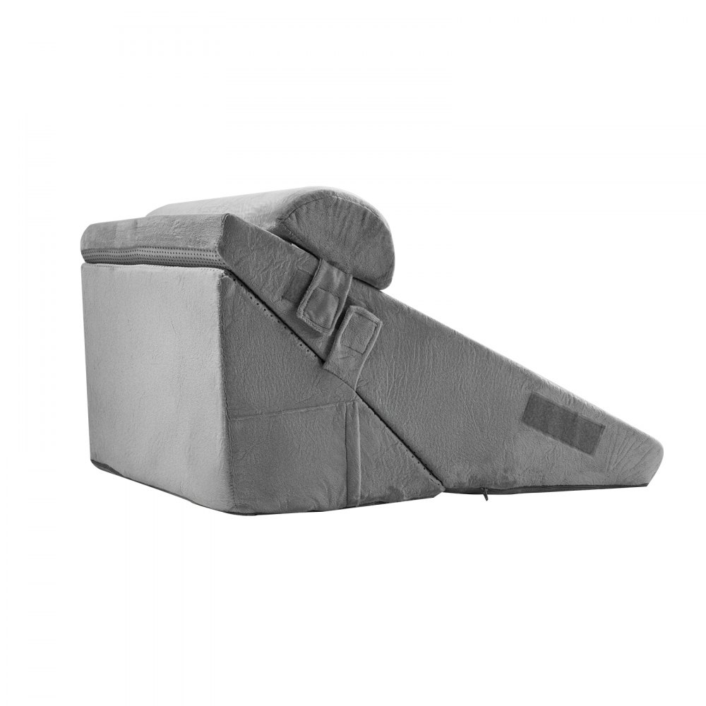 VEVOR Cuscino a Cuneo per Dormire, Set 3, Cuscini Ortopedici Regolabili, con Fodera Lavabile e Supporto in Schiuma, per Reflusso Acido, Mal di Schiena, Sollievo dal Russare e GERD, Grigio Scuro