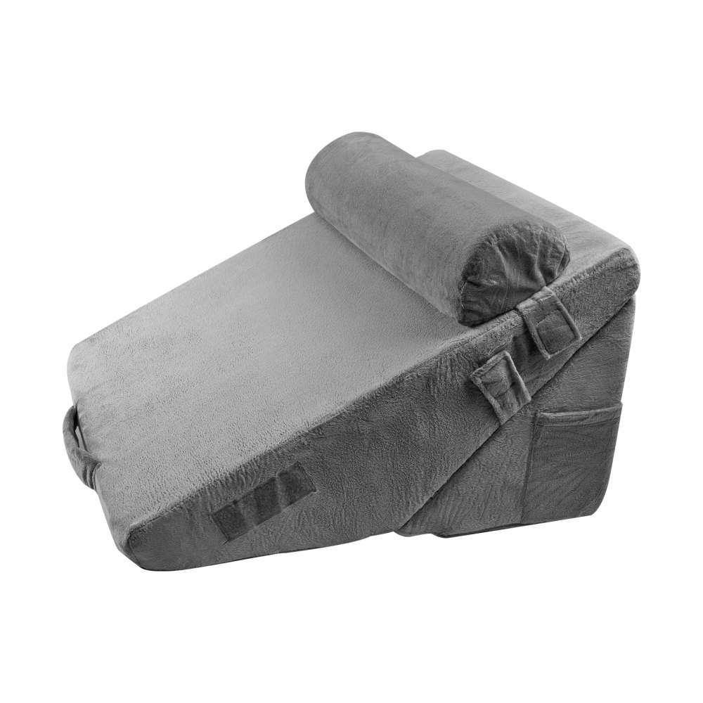VEVOR Cuscino a Cuneo per Dormire, Set 3, Cuscini Ortopedici Regolabili, con Fodera Lavabile e Supporto in Schiuma, per Reflusso Acido, Mal di Schiena, Sollievo dal Russare e GERD, Grigio Scuro
