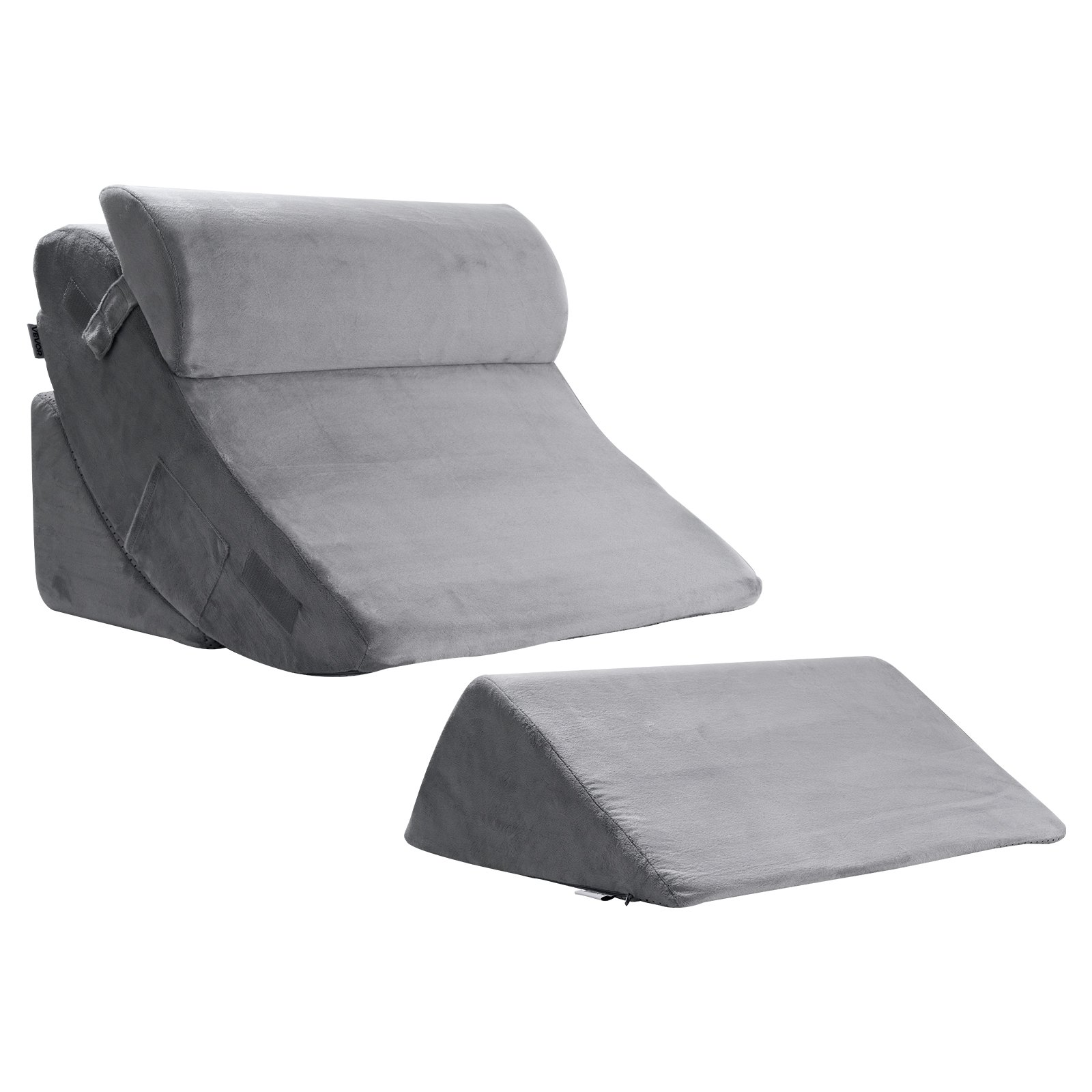 VEVOR Cuscino a Cuneo per Dormire, Set di 4, Cuscini Ortopedici Regolabili per Letto, Supporto per Gambe, Collo e Spalle, per Mal di Schiena, Reflusso Acido, Sollievo dal Russare, Grigio Scuro
